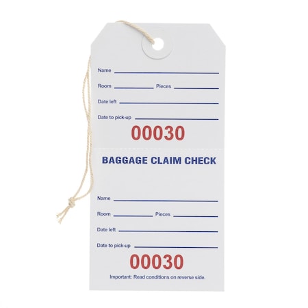 Registry Baggage Claim Hang Tag, 1000PK U72BCC-E2AH